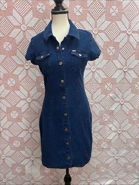 Guess Denim Button Front Mini Dress sz M